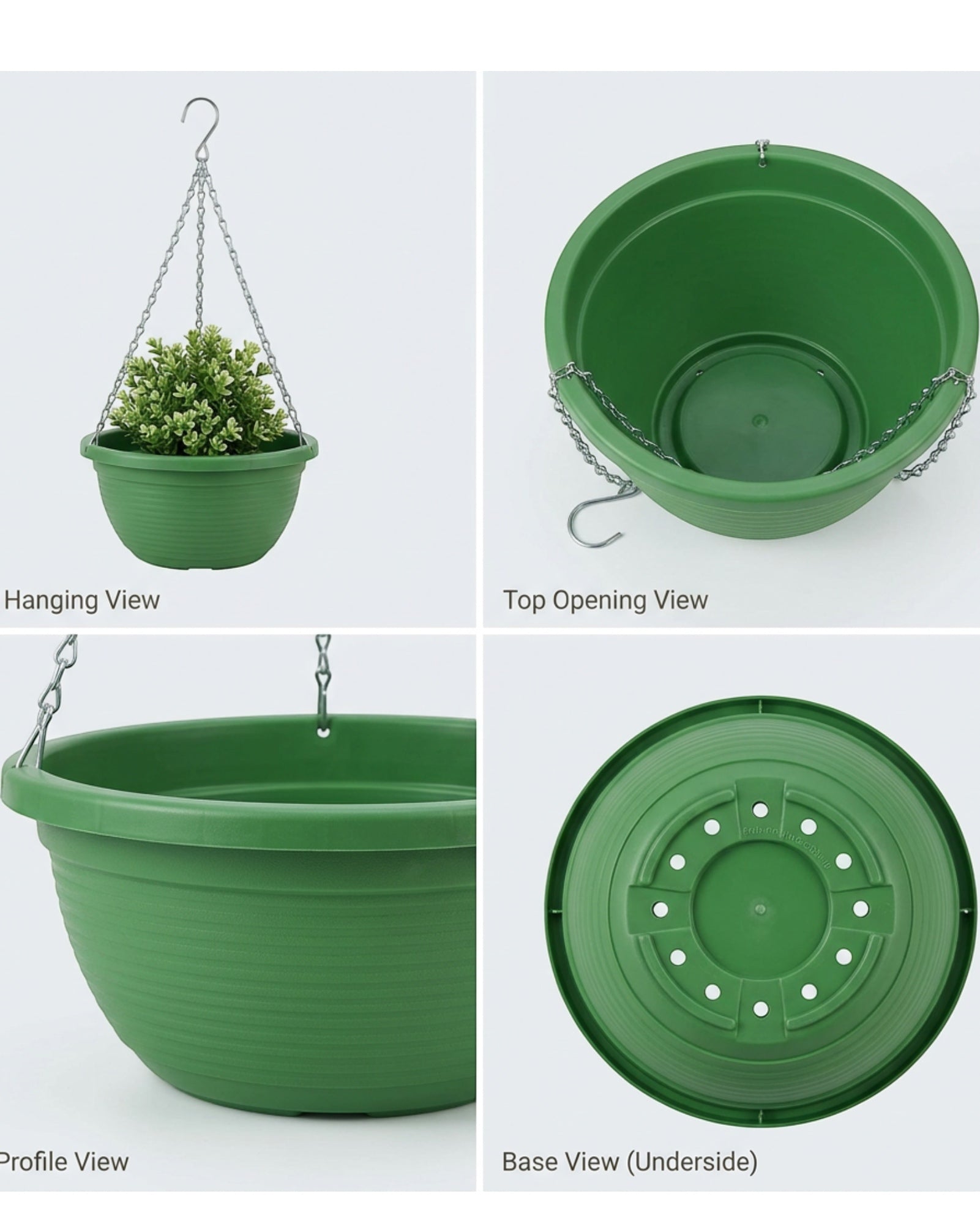 Fndzk Plastic Hanging Planter Green 10 in