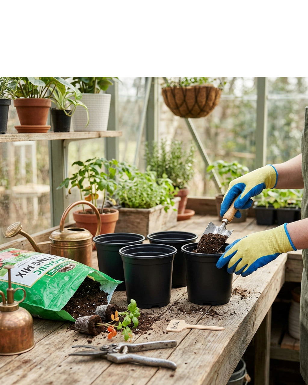 Fndzk Plastic Nursery Pots Black 6 in 4 Pack