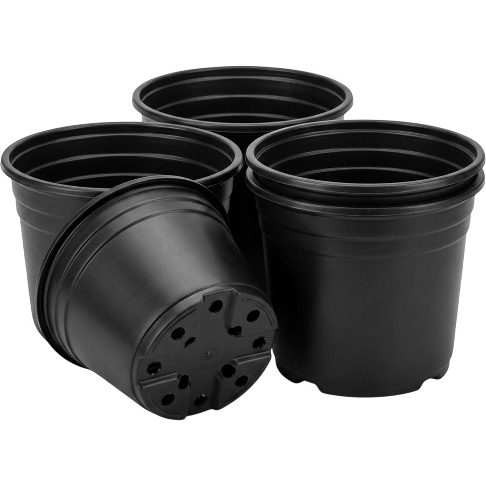 Fndzk Plastic Nursery Pots Black 6 in 4 Pack