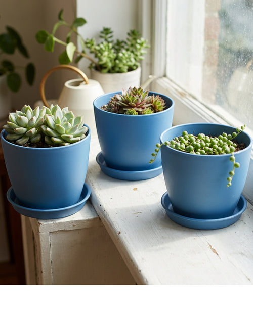 Fndzk Plastic Planter Set Blue 5 in 3 Pack