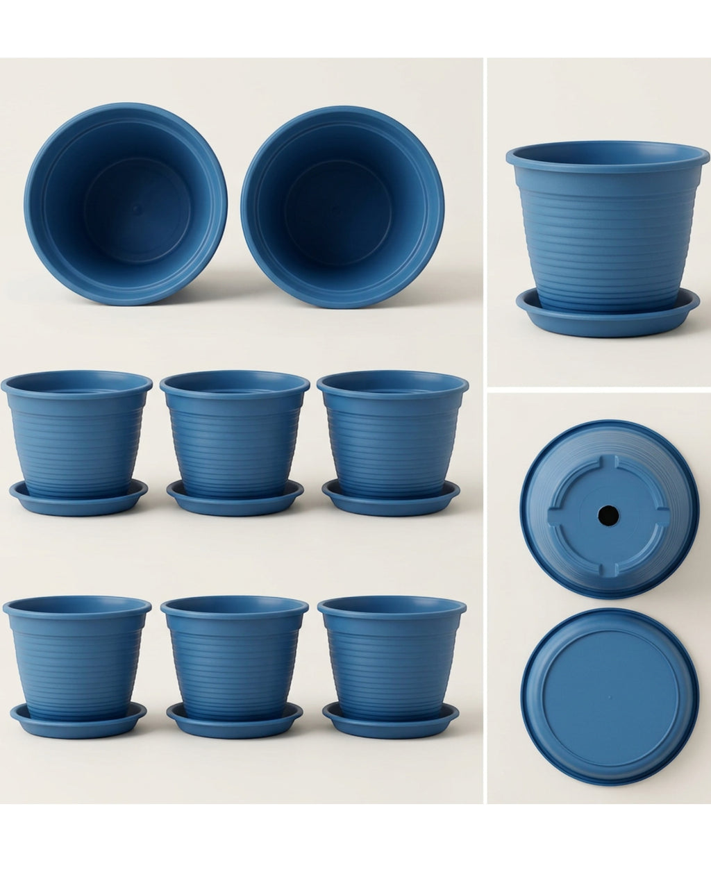 Fndzk Plastic Planter Set Blue 5 in 3 Pack