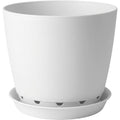 Fndzk Plastic Planter White 8 in with Saucer