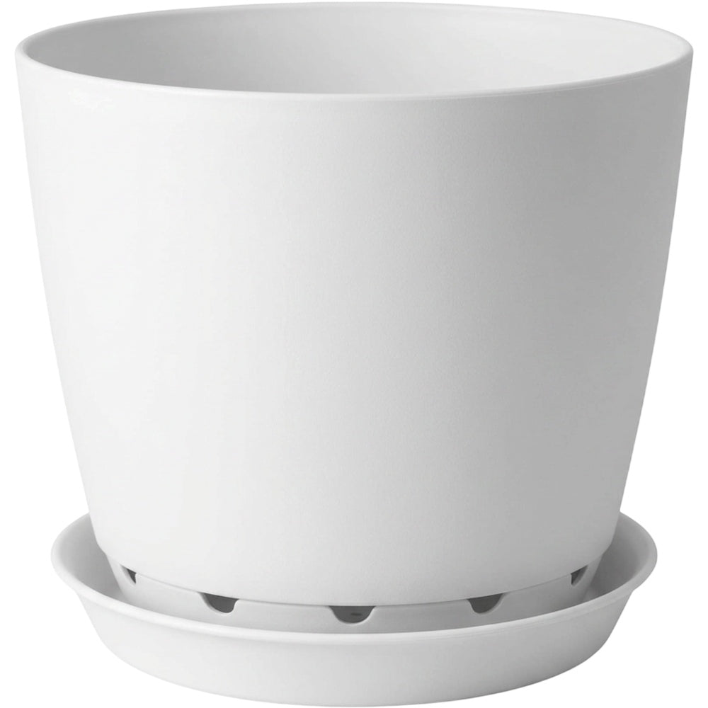 Fndzk Plastic Planter White 8 in with Saucer