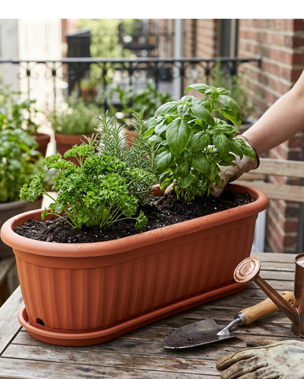 Fndzk Rectangular Plastic Planter Terra 16 in