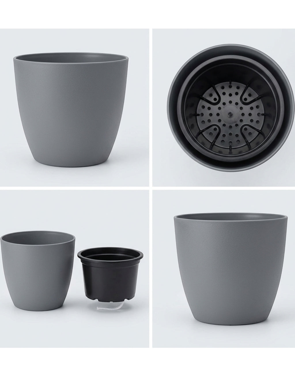 Fndzk Self Watering Plastic Planter Gray 7 in