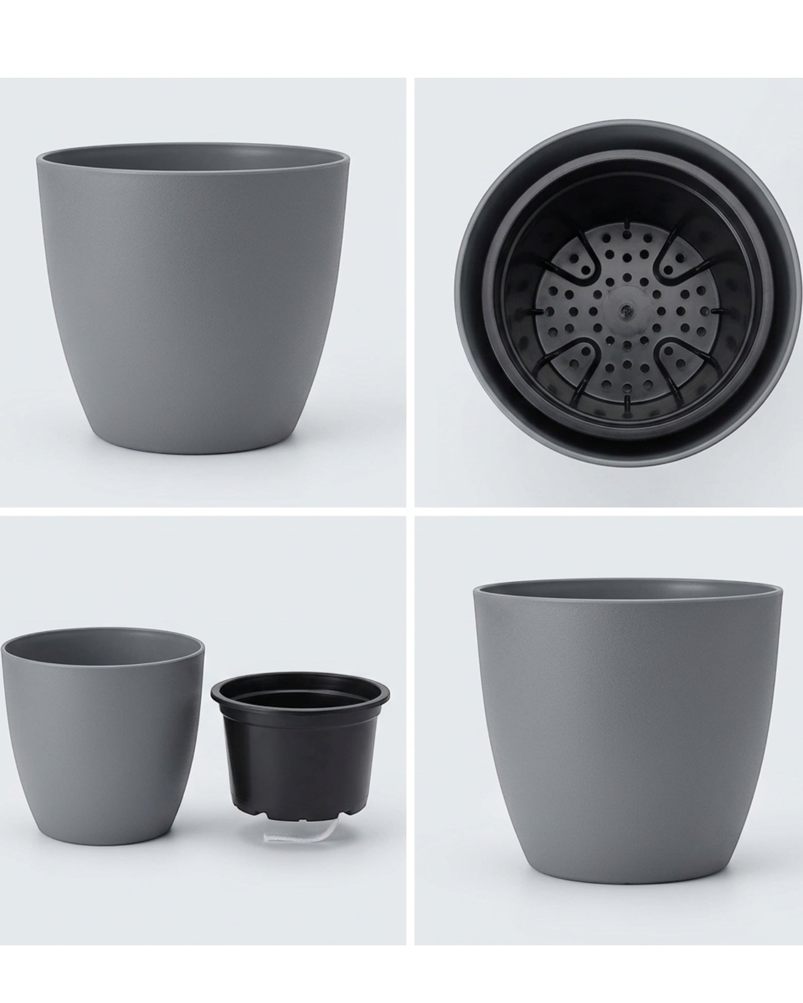 Fndzk Self Watering Plastic Planter Gray 7 in