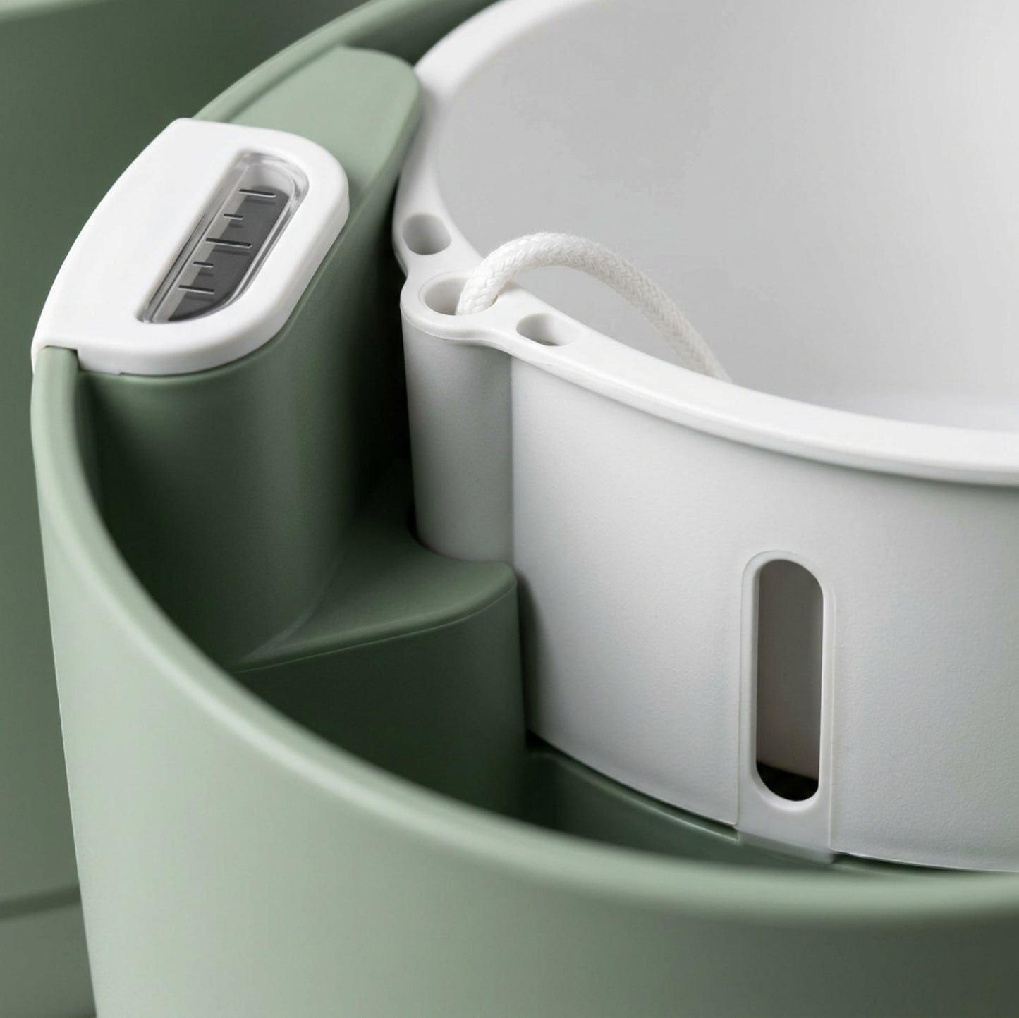 Fndzk Wickwell Self-Watering Plastic Planter 7 in Sage Set - Detail view