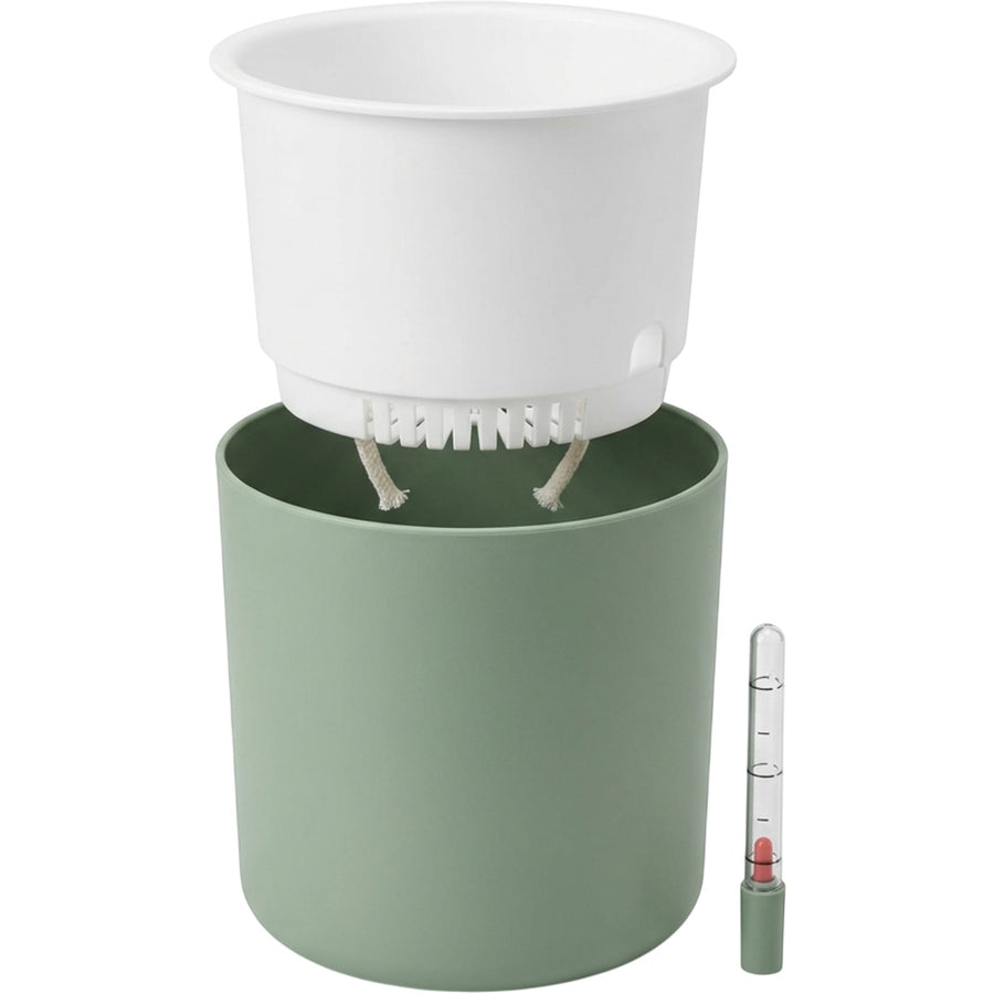 Fndzk Wickwell Self-Watering Plastic Planter 7 in Sage Set